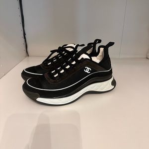 CHANEL Black and White Athletic Sneakers